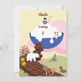 Convite Escadas de Chocolate para o aniversário de Creme