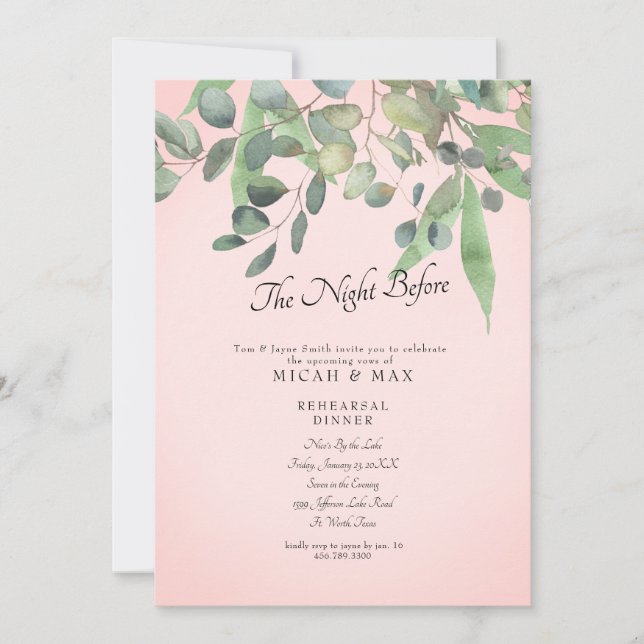 Convite Escamotear A Noite Antes Do Ensaio De Casamento De (Frente)