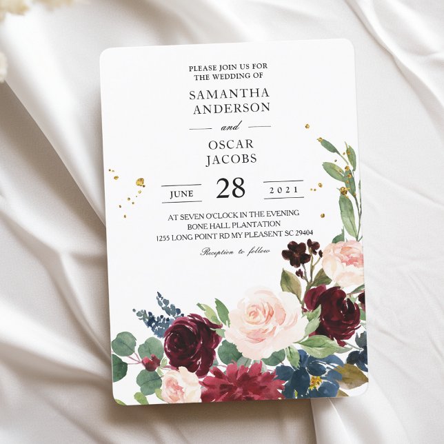 Convite Escamudo e Douradas Quedas com Aquarela Elegante (Criador carregado)