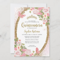 Escamudo Floral Dourado Tiara Quinceañera