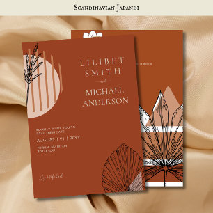 Convite Escandinavo Japandi Moderno Abstrato Datas para Sa
