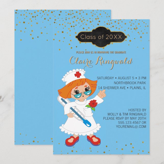 Convite Escola de Enfermagem de Enfermeira de Pinning (Frente/Verso)