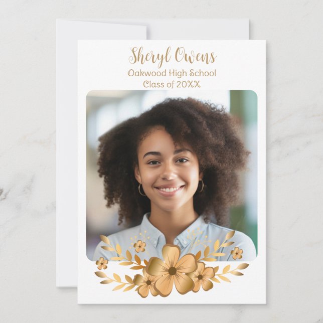 Convite Escola de Ensino Médio Golden Flower Graduação (Frente)