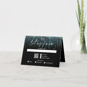 Convite Escolha de Refeição Código QR RSVP Moderno Glitter