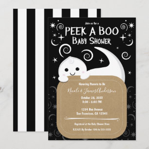 Convite Esconde-Esconde Fantasma BOO Chá de Bebê de Hallow