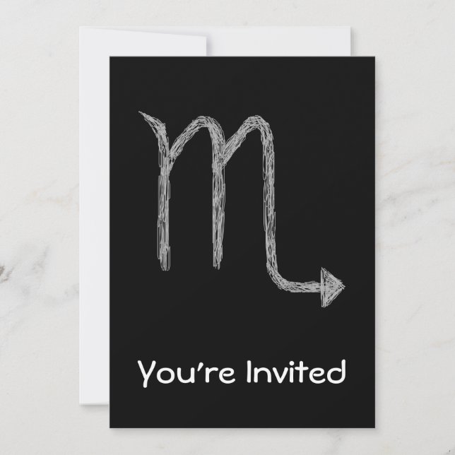 Convite Escorpião. Sinal da astrologia do zodíaco. Preto (Frente)