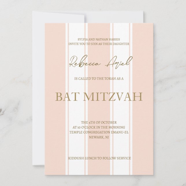 Convite Escorregadio de listras - Bat Mitzvah (Frente)
