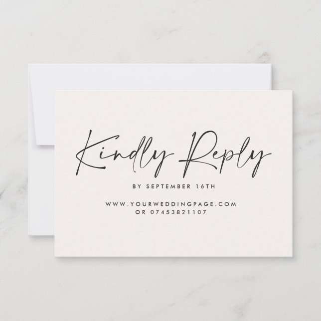 Convite Escrita caseira, moderna resposta branca escura e  (Frente)