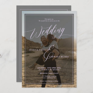 Convite Escrita de casamento do periwinkle da lavanda mode