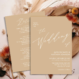 Convite Escrita Elegante Beige Em Um Casamento Minimalista