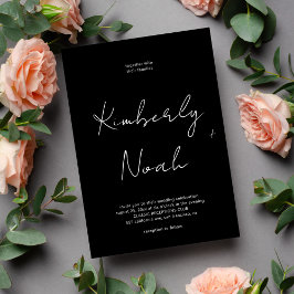 Convite Escrita elegante minimalista, casamento preto e br