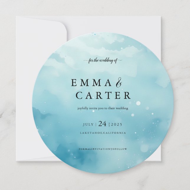 Convite Escrita Elegante Sob Casamento Por Aquarela Maríti (Frente)