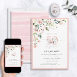 Convite Escrita Floral Cor-de-Rosa Rosa Elegante 50º Anive<br><div class="desc">Diga olá ao seu 50º estilo com este maravilhoso Convite de 50º Aniversário do Escuro Rosa Rosa Pêssego Elegante! Apresentando um belo buquê de flores cor-de-pêssego macio e verde botânico, este cartão luxuoso define o tom perfeito para sua celebração especial. A elegante caligrafia escrita à mão oferece sofisticação e modernidade...</div>
