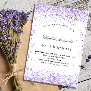 Convite Escrita luxuosa de lavanda violeta de aniversário