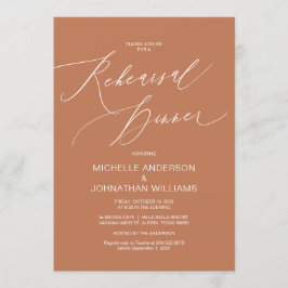 Convite Escrita Moderna, Cobre, Janto de Ensaio de Casamen