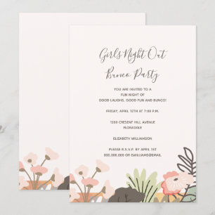 Convite Escrita Moderna Floral de Noite das Meninas do Par