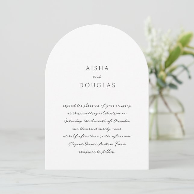 Convite Escrito à Mão Moderno Elegante Casamento (Em pé/Frente)