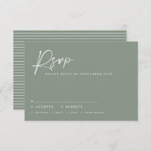 Convite Escrito casual moderno sage green script rsvp resp