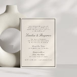 Convite Escrito Clássico Formal de Borda Legant Wedding Iv<br><div class="desc">Convite para Casamento Elegante de Script Tradicional Formal com Borda Estreita e Detalhes de RSVP Online em Ivory Cream</div>