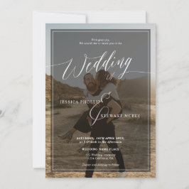 Convite Escrito de casamento preto e branco moderno 2 foto