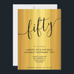 Convite Escrito Elegante moderno Dourado 50º aniversário<br><div class="desc">Um Dourado Convite de 50º Aniversário do Elegante Moderno. Design de modelo de convite para 50 anos minimalista com caligrafia,  tipografia manuscrita e design de cor preta e dourada.</div>