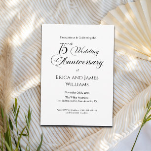 Convite Escrito Legante do 75º aniversário de casamento