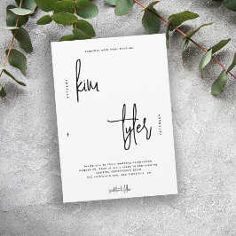 Convite Escrito minimalista moderno casamento branco e pre