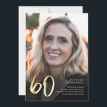 Convite Escrito Minimalista Preto e Dourado 60º Aniversári<br><div class="desc">O moderno minimalista 60º convite de aniversário apresenta um número de folha de ouro falso em na moda em script manuscrito e os detalhes do seu partido em fonte serif clássica sobre cor de fundo preta, simples e elegante, convite de aniversário para homens e mulheres para adultos surpresa de excelente....</div>