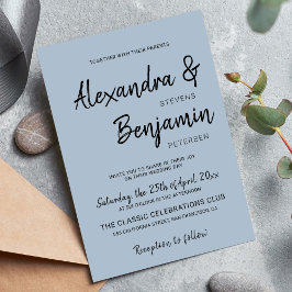 Convite Escrito moderno minimalista simples casamento azul