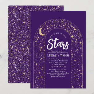 Convite Escrito na Festa de noivado Celestial das Estrelas