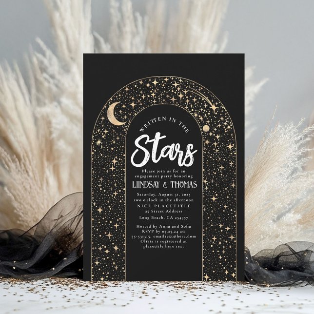 Convite Escrito na Festa de noivado Celestial das Estrelas (Written in the Stars Engagement Party Invitations)
