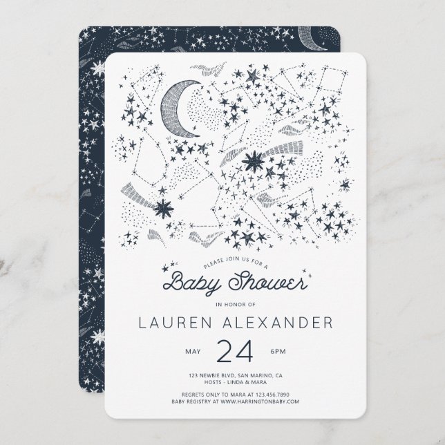 Convite Escrito no Chá de fraldas das Estrelas (Frente/Verso)