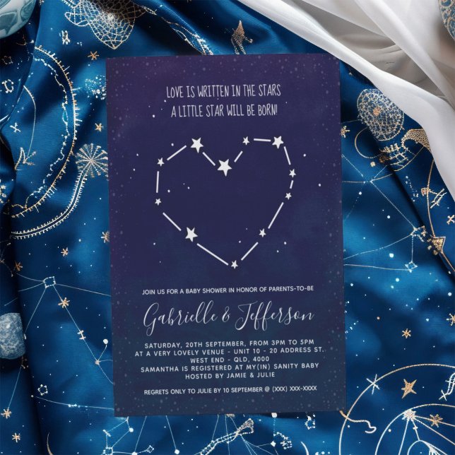 Convite Escrito No Chá de fraldas De Estrelas Considerado (To celebrate your miracle we present an inspirational “Written In The Stars” baby shower invitation.)