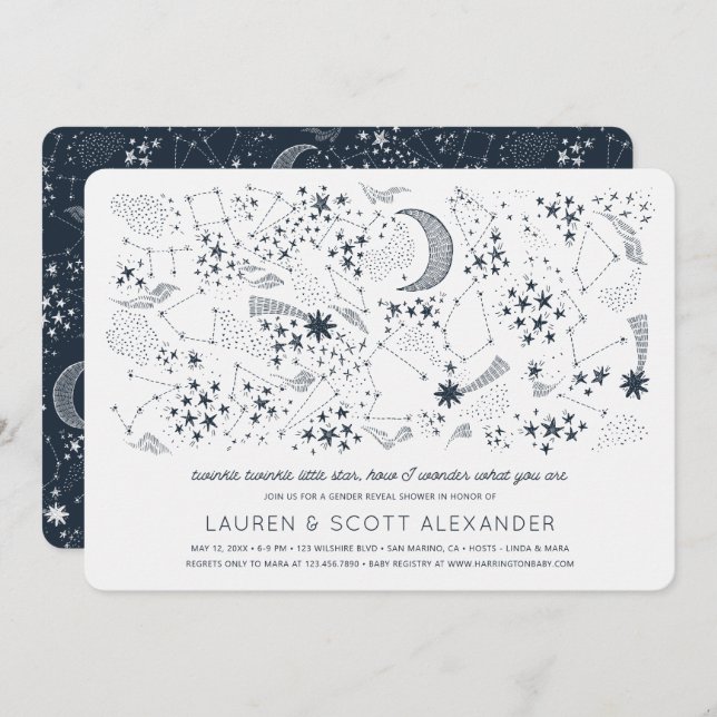 Convite Escrito no Chá de fraldas de Revisão de Gênero das (Frente/Verso)