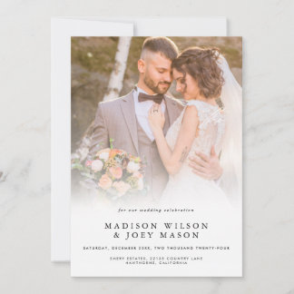 Convite Escrito preto da Foto de Casamento Elegante