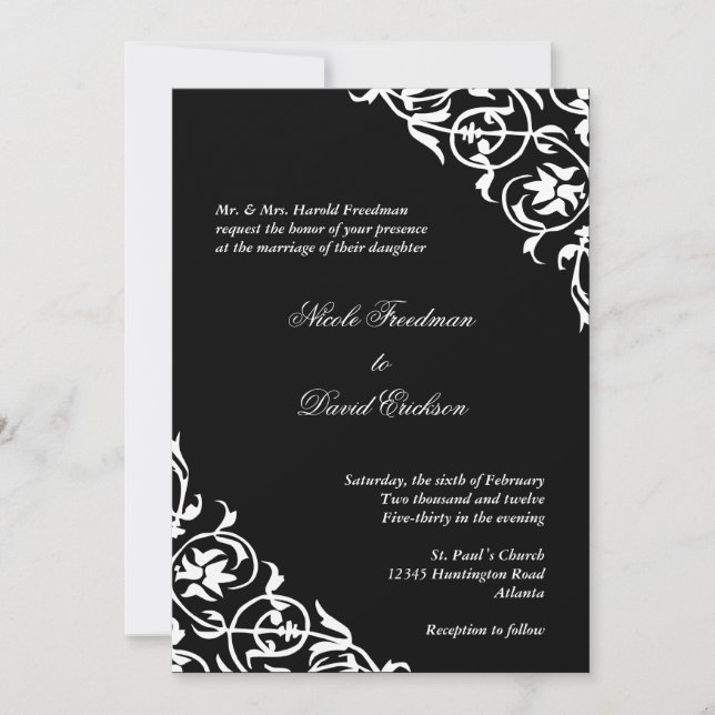 Convite Escritório de rolagem de canto branco preto no cas (Frente)