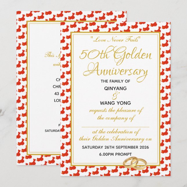 Convite Escritura Cristã CHINA Personalizada Aniversário d (Frente/Verso)