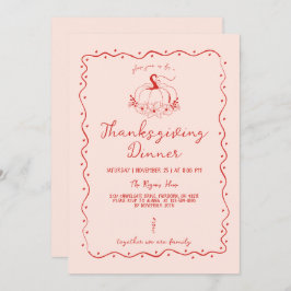 Convite Escrivação Whimsical Desenhou Pumpkin no Ação de G