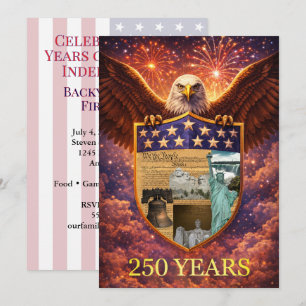 Convite Escudo da Grande Águia Americana do 4 de Julho 250