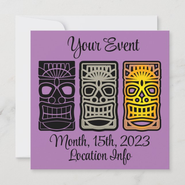 Convite Esculturas de Tiki triplas Thunder_Cove (Frente)