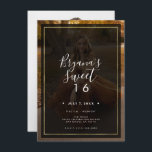 Convite Escuro de tonalidade de fotos Dourado Moderno Swee<br><div class="desc">Personalize como quiser. Uma foto pode ser adicionada à frente e atrás.</div>