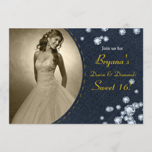 Convite escuro do aniversário da sarja de Nimes &