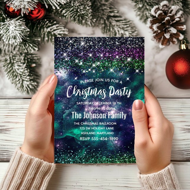 Convite Escuro, escura, escura, verde, brilho Natal (Criador carregado)