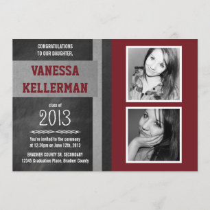 Convite Escuro - graduação vermelha e das cinzas 2 da fo