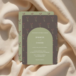 Convite Escuro Vintage Elegante Botânico Cottagecore Flora