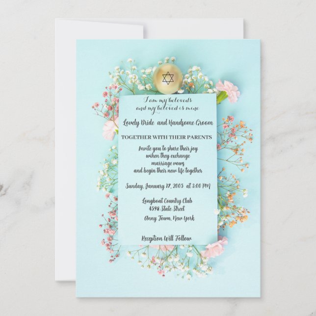 Convite Esfera Dourada com estrela de David judeu (Frente)