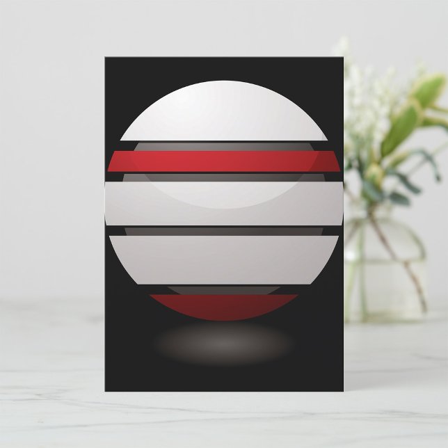 Convite Esfera Geométrica Abstrata Vermelha Branca Preta (Criador carregado)