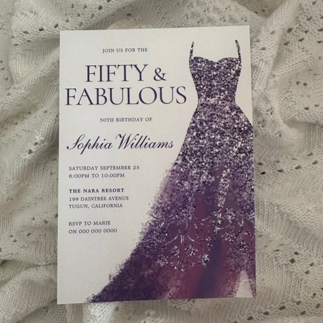 Convite Esfregaço roxo - 50ª Festa de aniversário (Criador carregado)