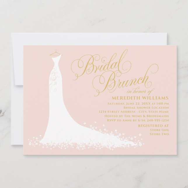 Convite Esmagamento Elegante e Dourado Bridal Brunch (Frente)