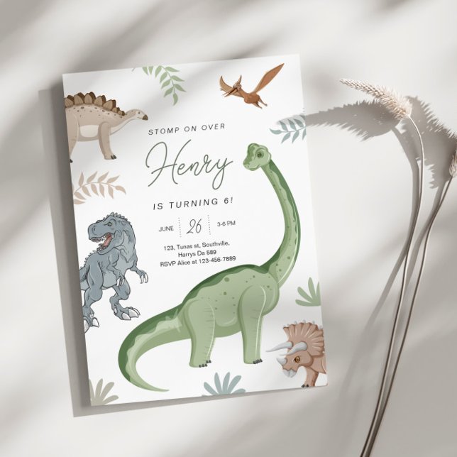 Convite Esmague, Mastigue e Ruge! Aniversário dos Dinossau (Criador carregado)